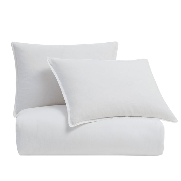 100% French Flax Linen - King Duvet Cover Set (Set of 3) - White