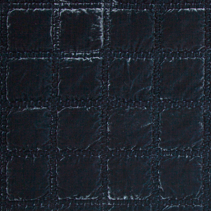 Stella - Faux Silk Velvet Double Box Stitch Throw - Midnight Blue