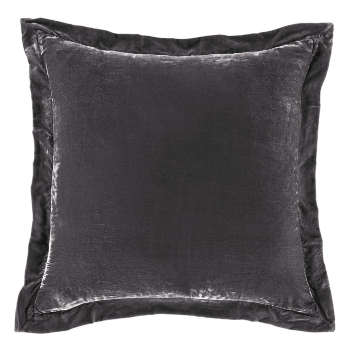 Stella - Faux Silk Velvet Flanged Euro Sham - Dark Slate