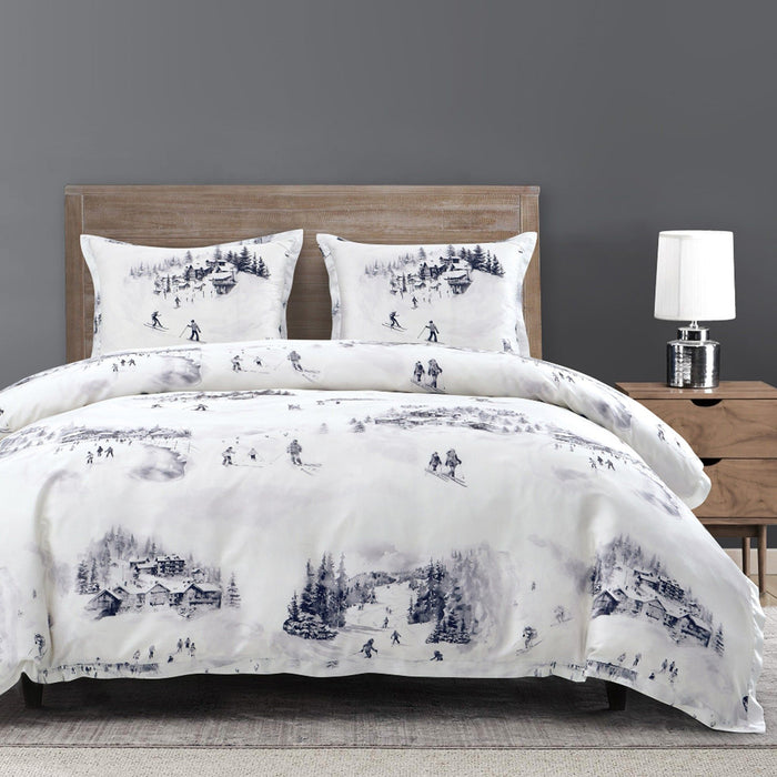 Ski Life - Twin Eucalyptus Comforter Set (Set of 2) - Gray