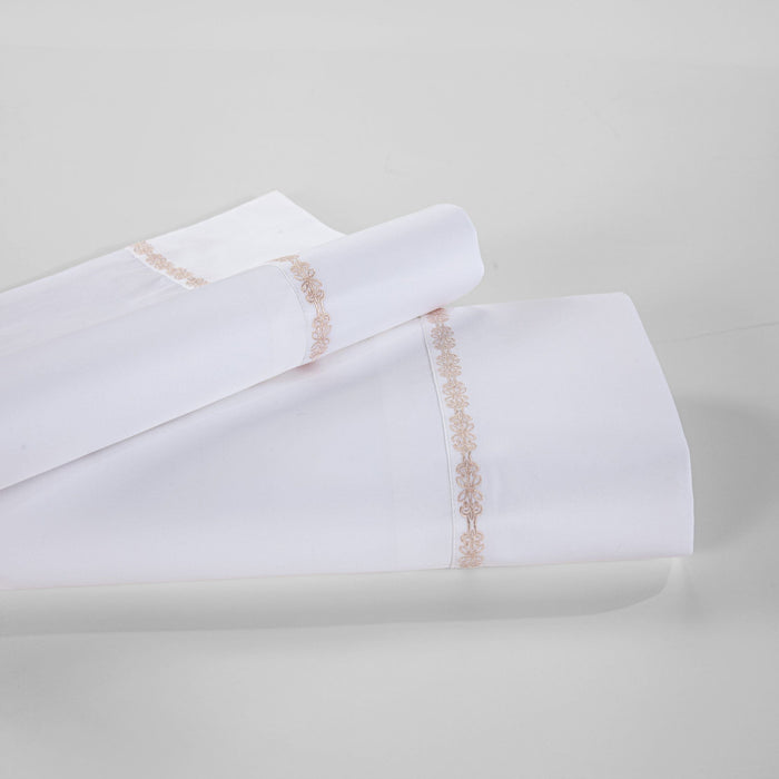 Laurel Sheet - Twin 350TC Laurel Embroidered Border Sheet Set (Set of 3) - Blush