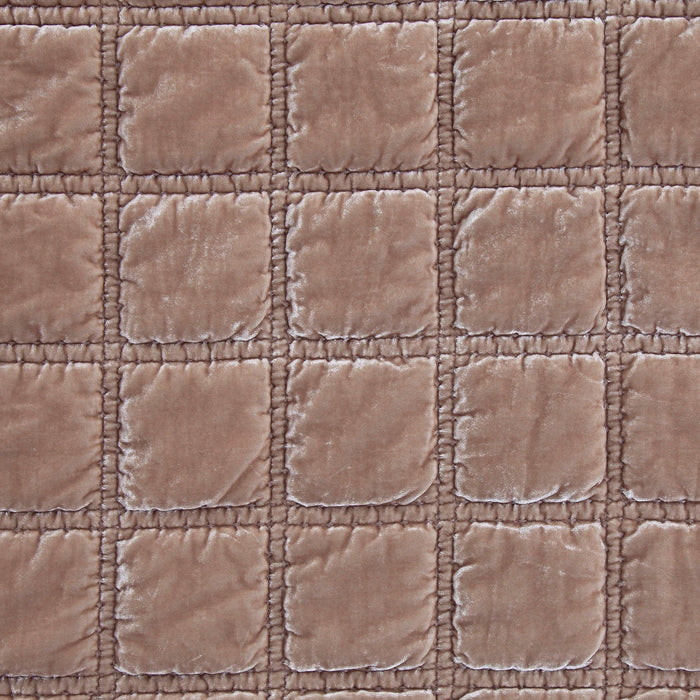 Stella - Faux Silk Velvet Double Box Stitch Throw - Dusty Rose