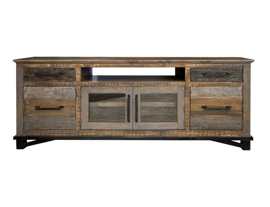 Loft - 76" TV Stand / Console With 2 Drawers / 4 Doors - Two Tone Gray / Brown