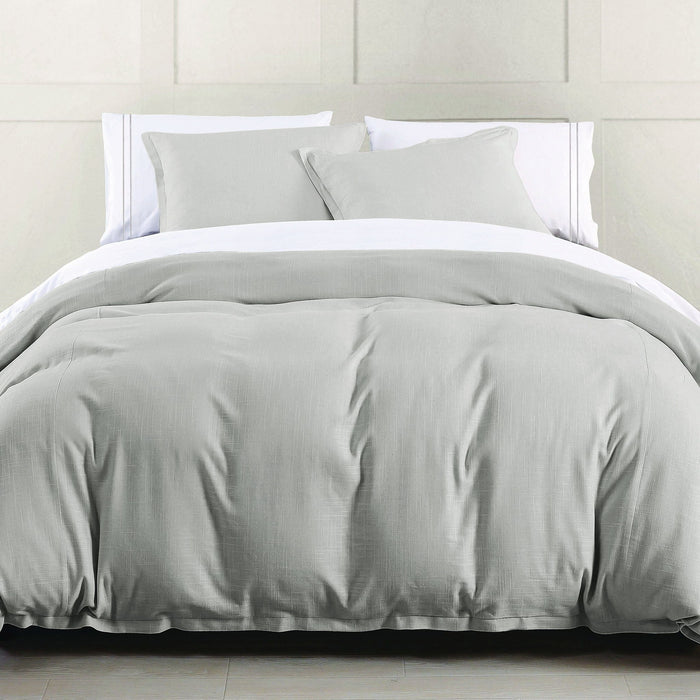 Hera - Queen Washed Linen Flange Comforter Set (Set of 3) - Light Gray