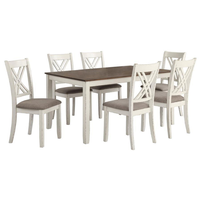 Fortress - 7 Piece Rectangular Dining Set - Vintage Vanilla