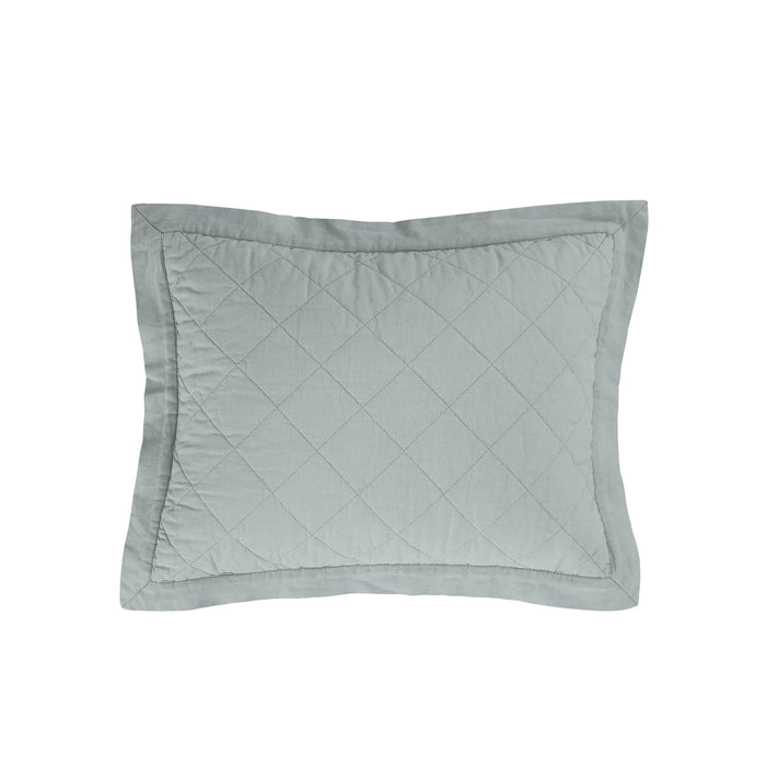 Diamond Linen - Linen Cotton Diamond Quilted Boudoir Pillow - Seaglass