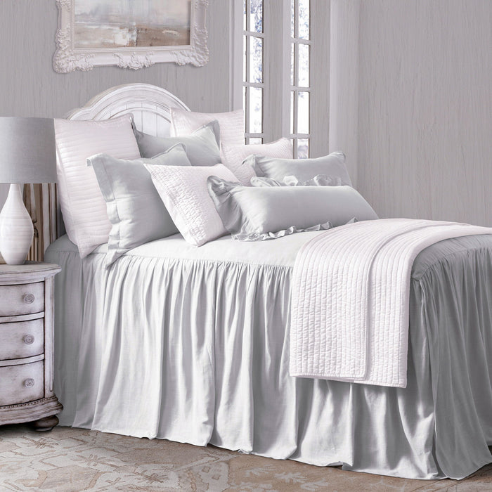 Luna - Queen Washed Linen Bedspread Set (Set of 3) - Light Gray