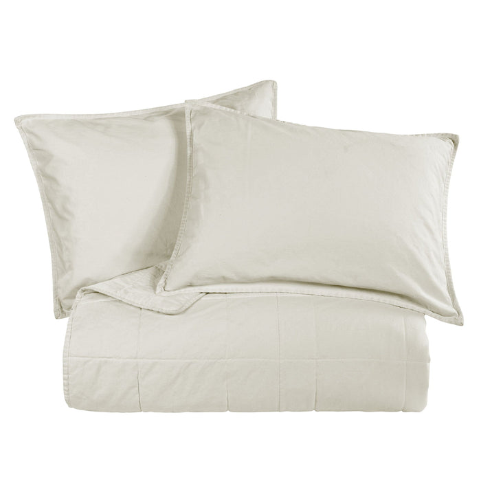 Cotton Canvas - Full/Queen Stonewashed Coverlet Set (Set of 3) - Natural