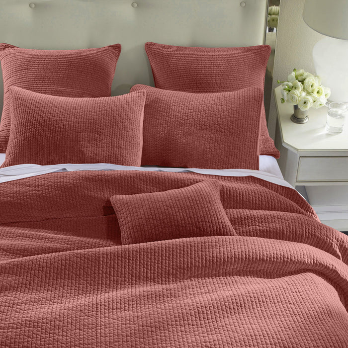 Stonewashed Cotton Velvet - Full/Queen Quilt Set (Set of 3) - Salmon