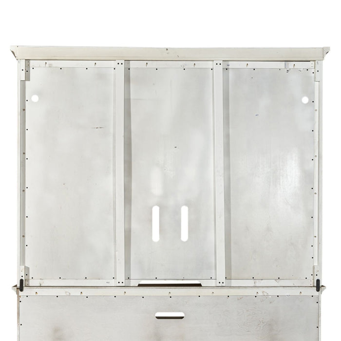 Farmhouse Reimagined - Entertainment Hutch - Antique White / Chestnut Tops