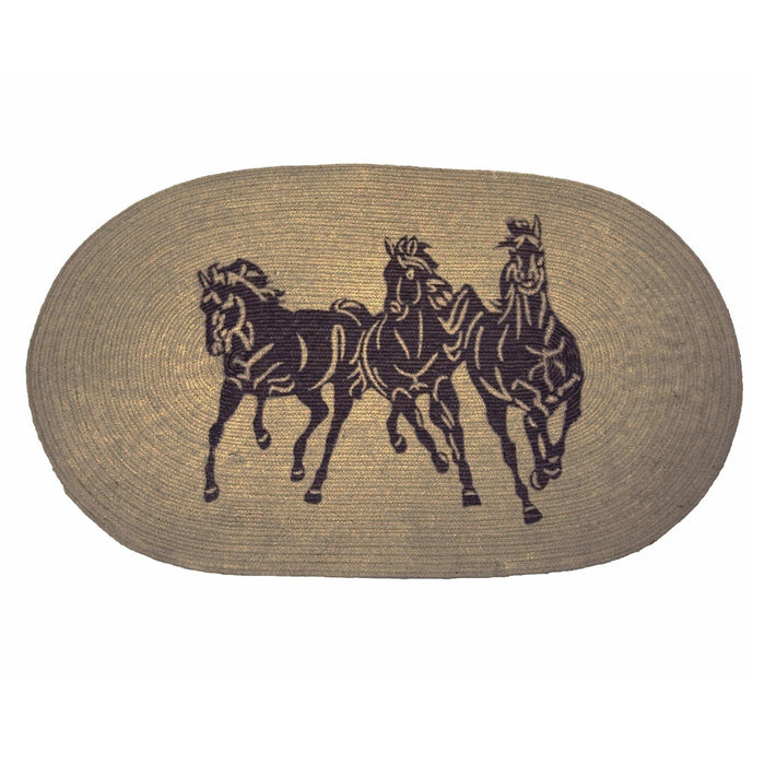 Running Horse - 3-Horse Jute Rug 2 Per Carton - Light Chocolate