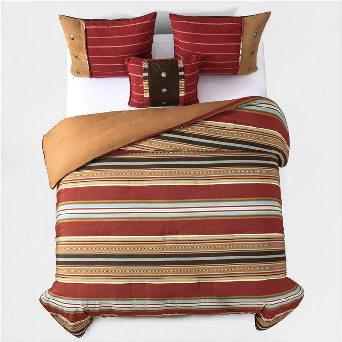 Calhoun - Twin Comforter Set (Set of 4) - Red / Brown