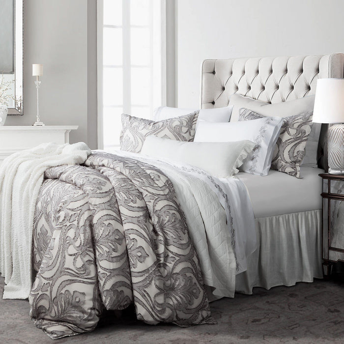 Nicole - Queen Damask Comforter Set (Set of 3) - Gray
