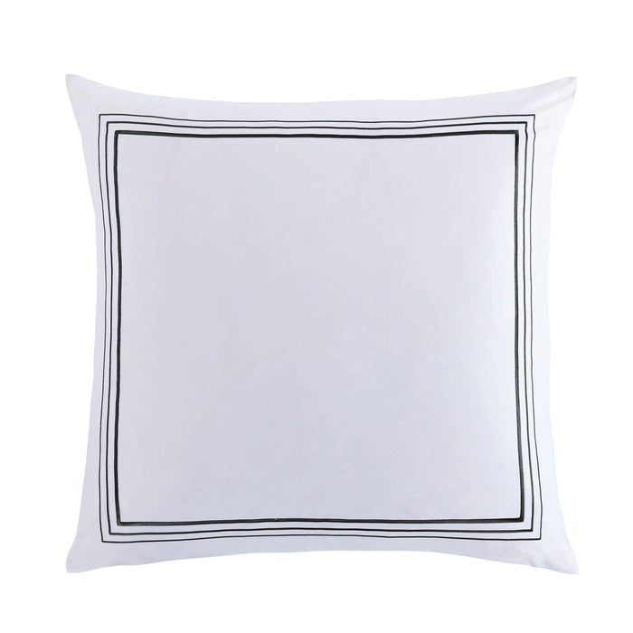 Border Embroidery - Euro Sham - White / Black