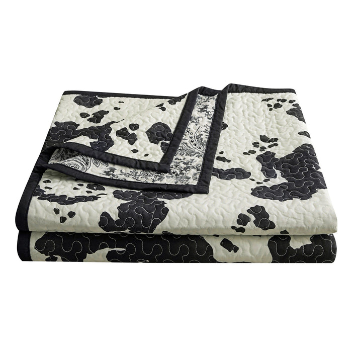 Clara - Full/Queen Cowhide Reversible Quilt Set (Set of 3) - Black