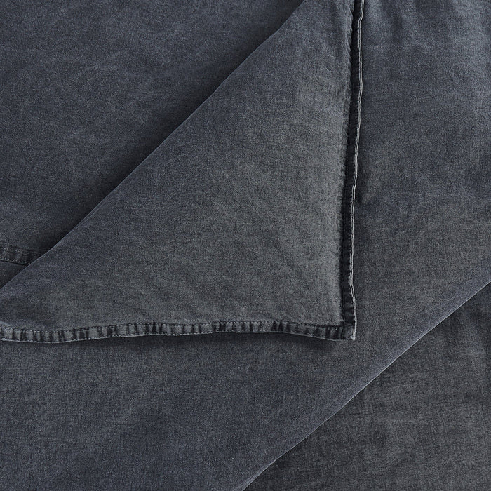 Cotton Canvas - Queen Stonewashed Duvet Cover Set (Set of 3) - Charcoal
