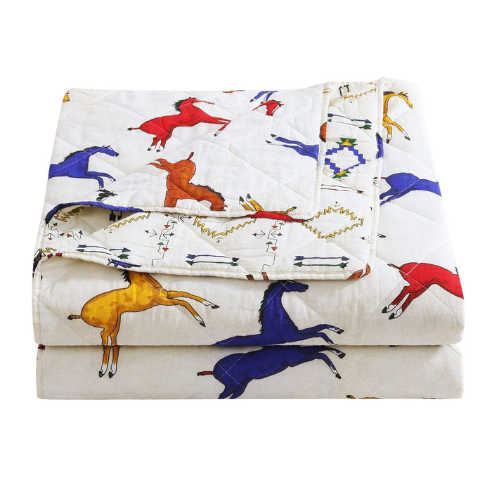Wild Horses - Twin Reversible Quilt Set (Set of 2) - Multi Color