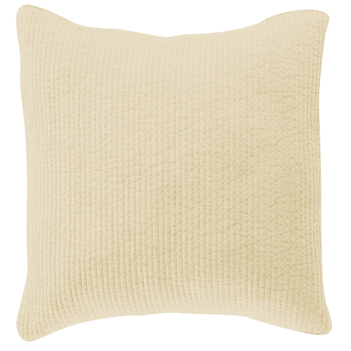 Stonewashed Cotton Velvet - Quilted Euro Sham - Light Tan
