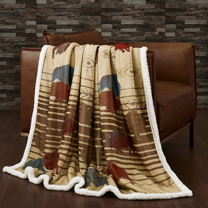 Campfire - Home On The Range Campfire Sherpa Throw 6 Per Carton - Multi Color