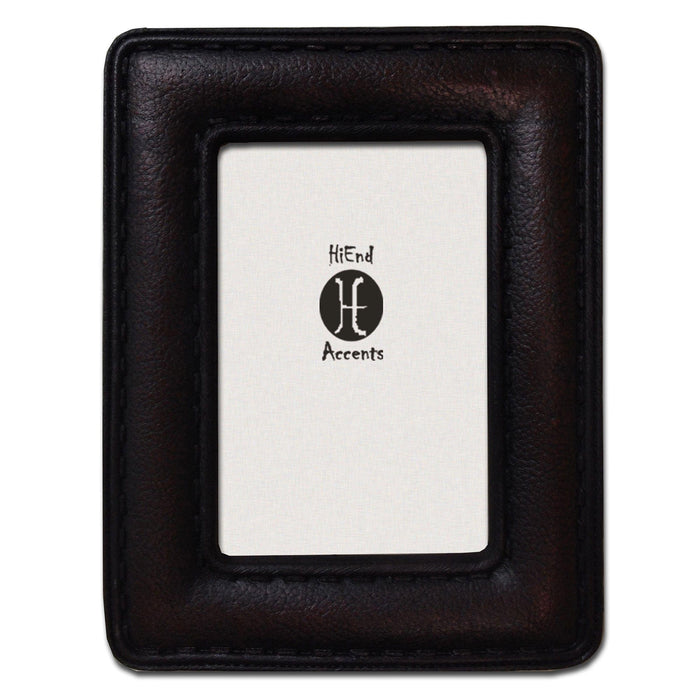 Picture Frame - 4" x 6" Grained Leather With Stitching 4 Per Carton - Black