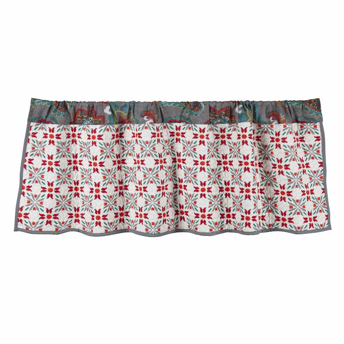 Abbie - Western Paisley Reversible Quilted Valance - Teal
