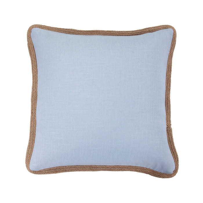 Luna - Washed Linen Jute Trimmed Pillow - Light Blue