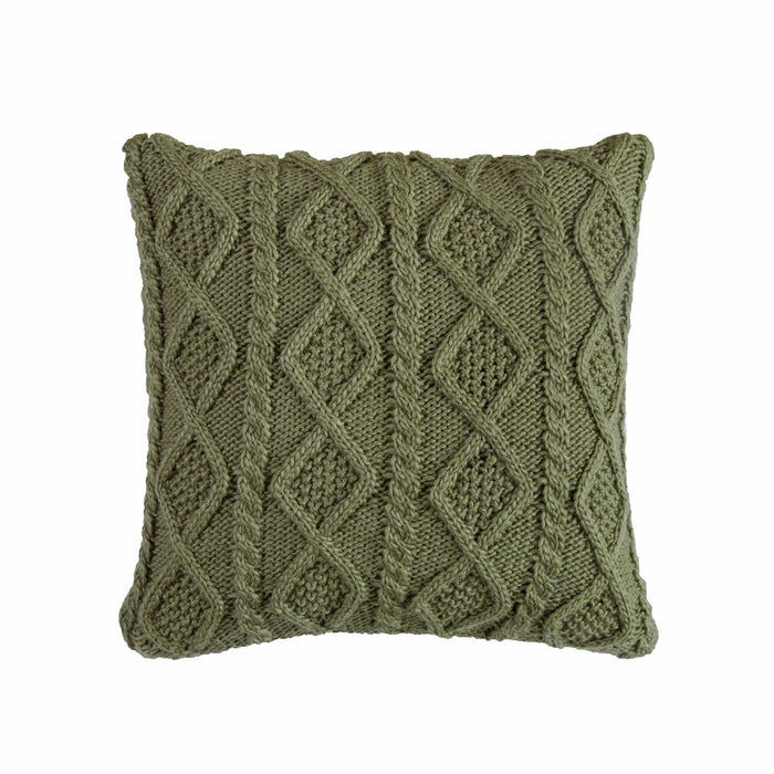 Cable Knit - Soft Diamond Throw Pillow - Sage Green