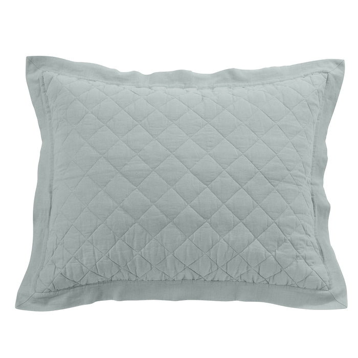 Diamond Linen - Linen Cotton Diamond Quilted Pillow Sham - Seaglass