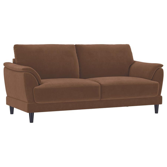 Selma - Velvet Upholstered Crescent Arm Sofa - Rust