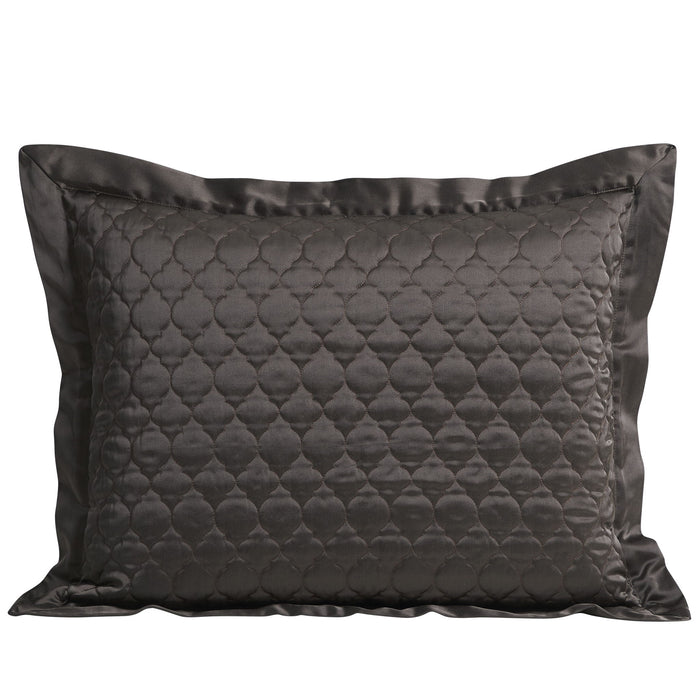 High Shine Satin - Quatrefoil Quilt Pillow Sham Set (Set of 2) - Espresso
