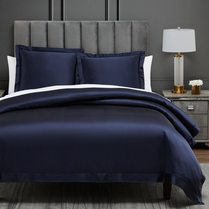 High Shine Satin - Queen Duvet Cover Set (Set of 3) - Navy