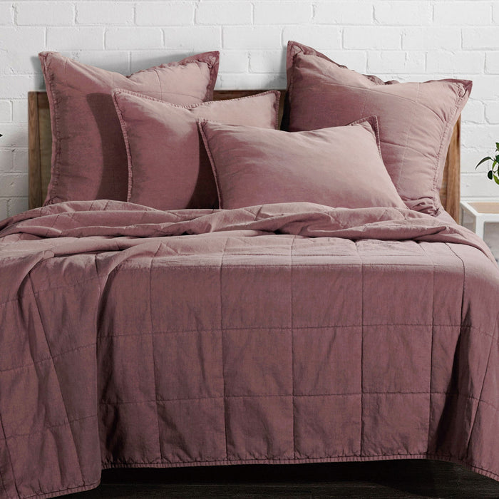 Cotton Canvas - Twin Stonewashed Coverlet Set (Set of 2) - Sarsaparilla