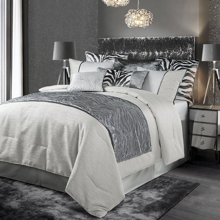 Celeste - King Comforter Set (Set of 4) - Taupe / Ivory
