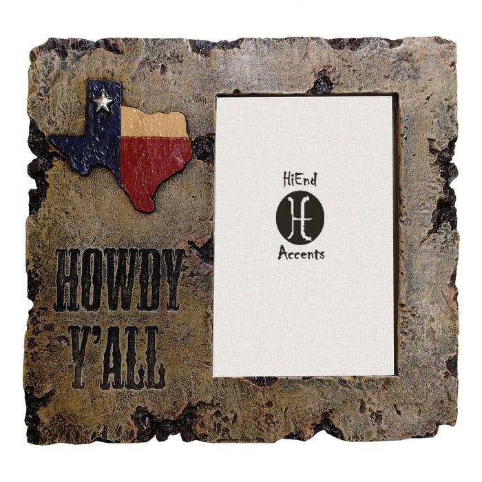 Picture Frame - 4" x 6" Howdy Y'All" Picture Frame 4 Per Carton - Brown