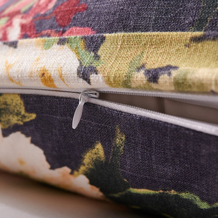 Peony - Washed Linen Flanged Euro Sham - Charcoal