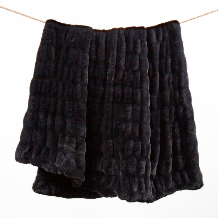 Ruched Rabbit - Double-Sided Oversized Throw - Black