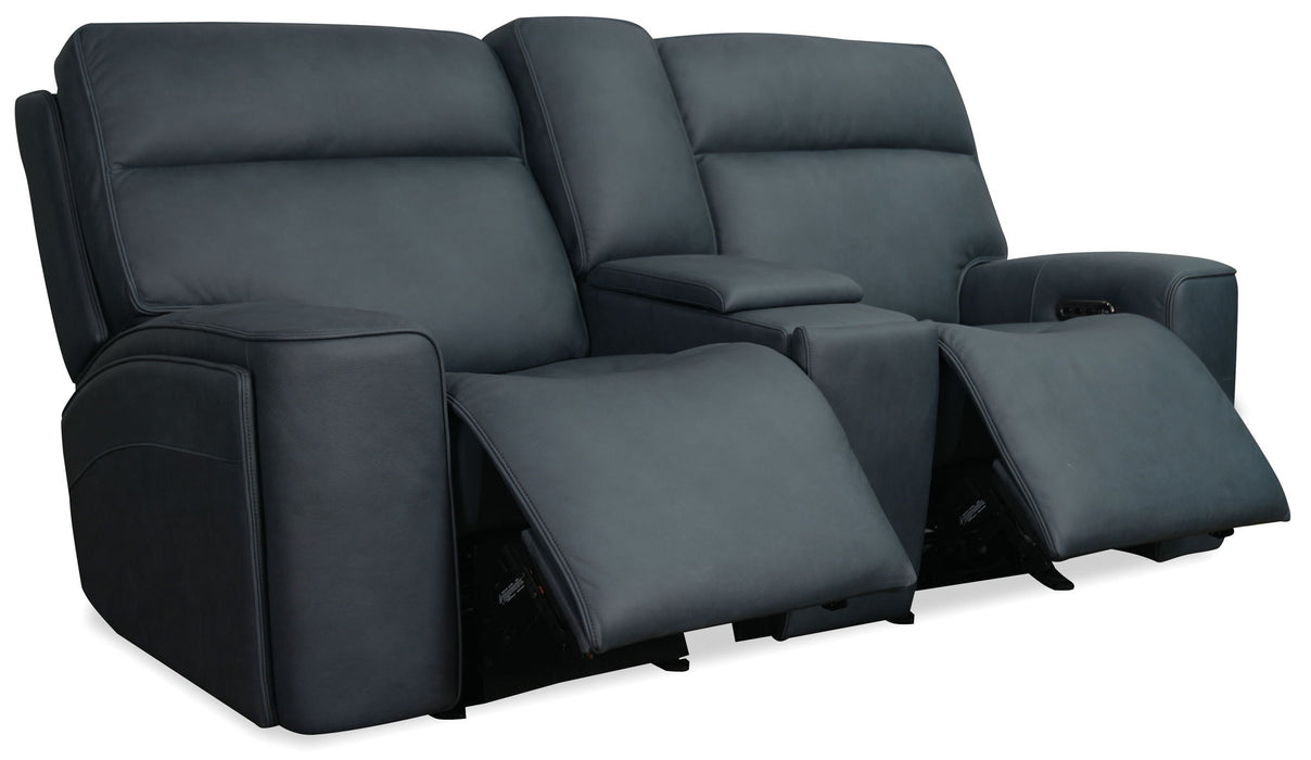 MS - Riverton Power Gliding Console Loveseat With Power Headrest And Lumbar - Black