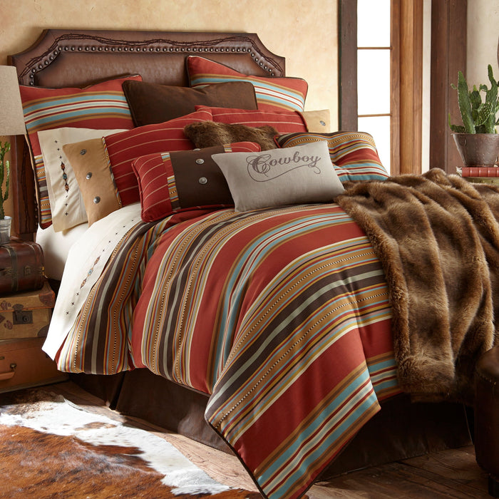 Calhoun - King Comforter Set (Set of 5) - Red / Brown
