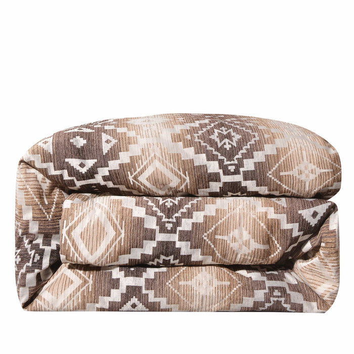 Chalet - King Aztec Duvet Cover - White / Brown