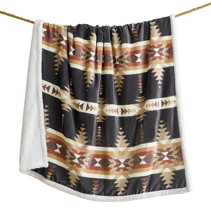 Campfire - Yosemite Campfire Sherpa Throw 6 Per Carton - Black