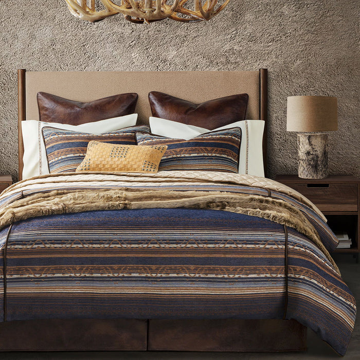 Estes - King Chenille Duvet Cover Set (Set of 3) - Blue