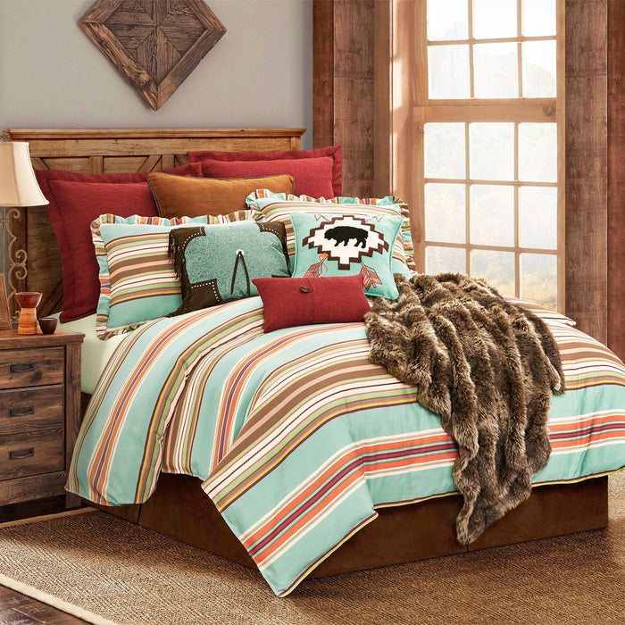 Serape - Twin Comforter Set (Set of 2) - Turquoise / Brown
