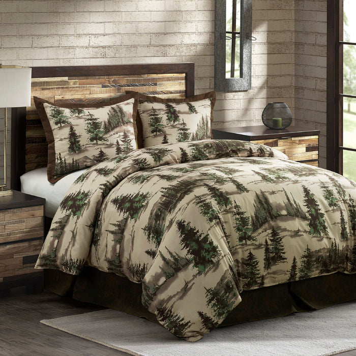 Joshua - Full Comforter Set (Set of 3) - Brown / Green / Cream