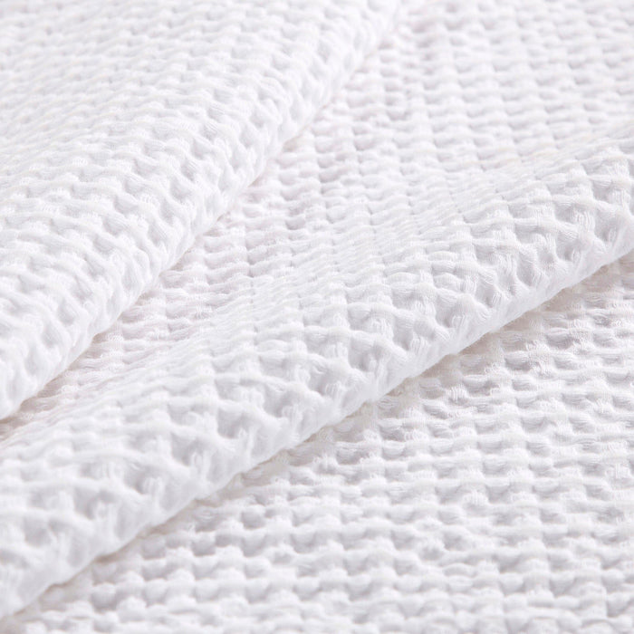 Stonewashed Cotton Waffle Weave - Queen Duvet Cover Set (Set of 3) - White