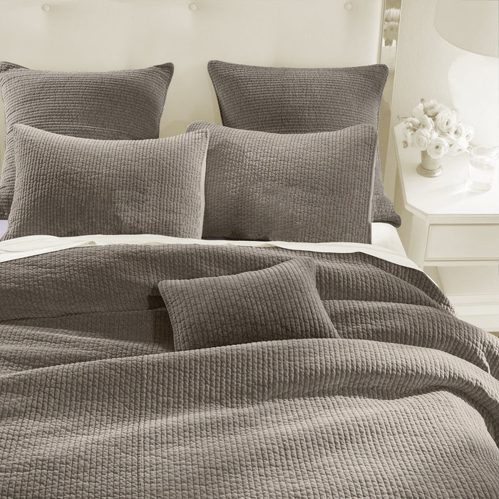 Stonewashed Cotton Velvet - Full/Queen Quilt Set (Set of 3) - Taupe