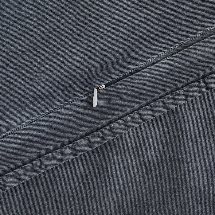Cotton Canvas - Twin Stonewashed Duvet Cover Set (Set of 2) - Charcoal