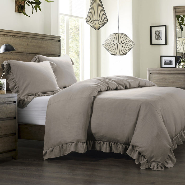 Lily - Queen Washed Linen Duvet Cover - Taupe