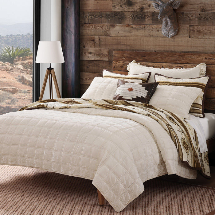 Dakota - Full/Queen Reversible Quilt Set With 2 Standard Shams (Set of 3) - Tan