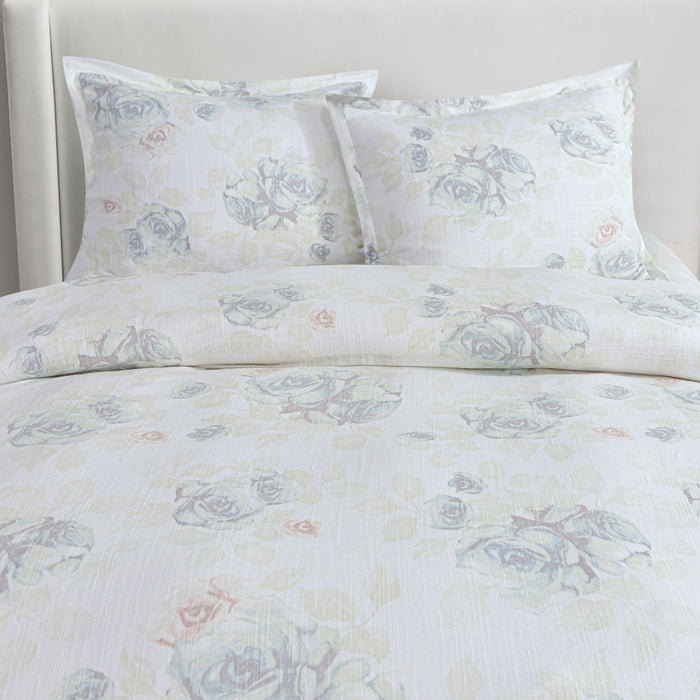 Rosaline - King Washed Linen Comforter Set (Set of 3) - White