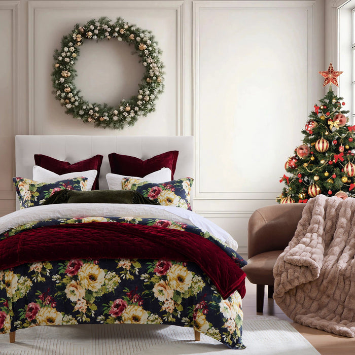 Peony - Queen Washed Linen Duvet Cover Set (Set of 3) - Charcoal